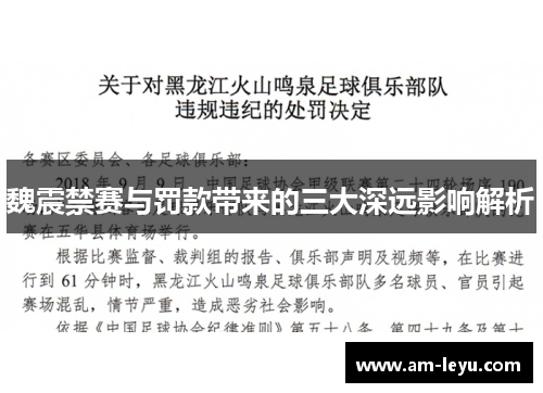 魏震禁赛与罚款带来的三大深远影响解析